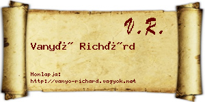 Vanyó Richárd névjegykártya